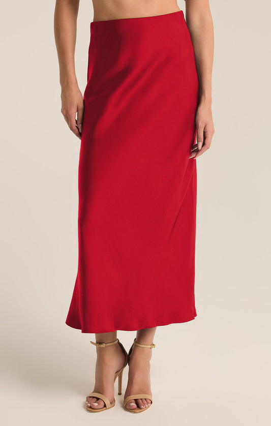 EUROPA POLY SHEEN SKIRT HAUTE RED BY Z SUPPLY