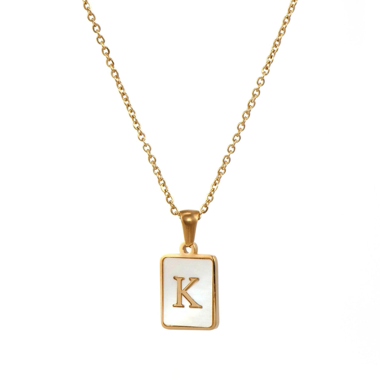 SQUARE INITIAL GOLD NECKLACES