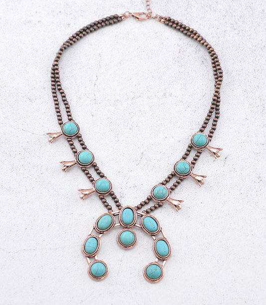 COPPER AND TURQUOISE SQUASH BLOSSOM