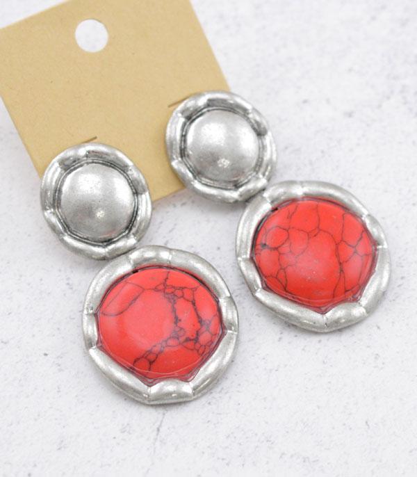 CIRCLE DANGLE EARRINGS - 2 COLORS