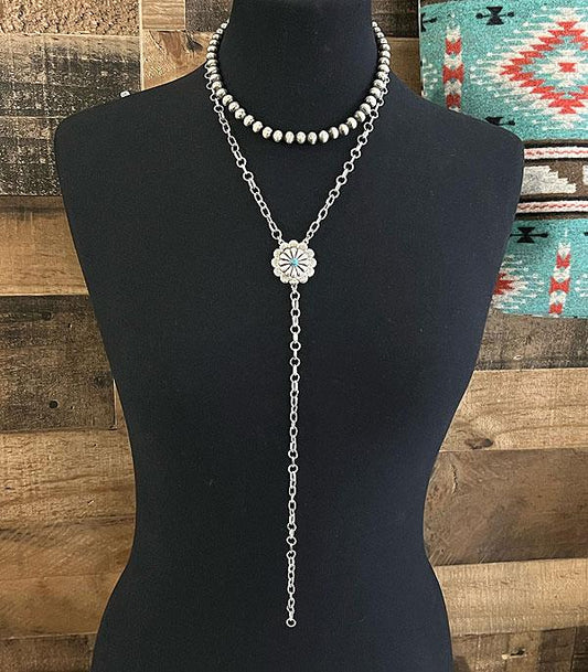 CONCHO LARIAT STYLE NECKLACE