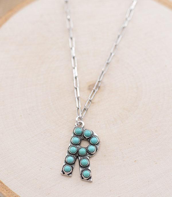 SMALL TURQUOISE INITIAL NECKLACE