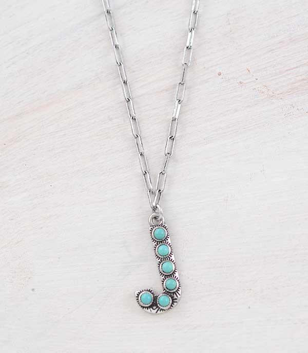 SMALL TURQUOISE INITIAL NECKLACE