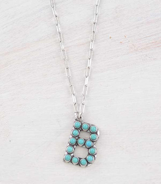 SMALL TURQUOISE INITIAL NECKLACE