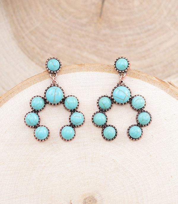 TURQUOISE SQUASH BLOSSOM EARRINGS