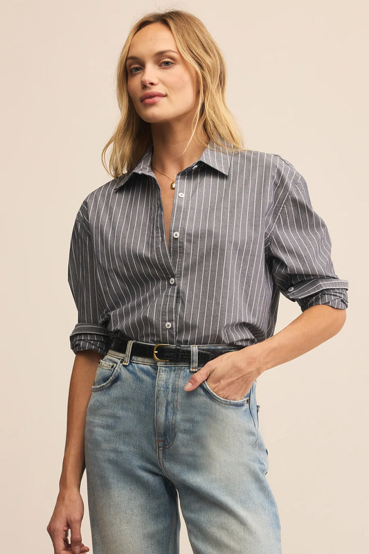SEAPORT STRIPED POPLIN SHIRT WASHED GREYBY Z SUPPLY
