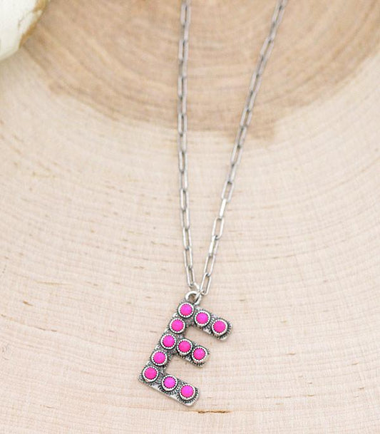 PINK SMALL INITIAL NECKLACES