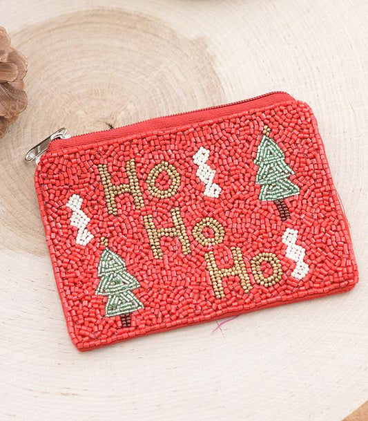 CHRISTMAS BEADED COIN BAG