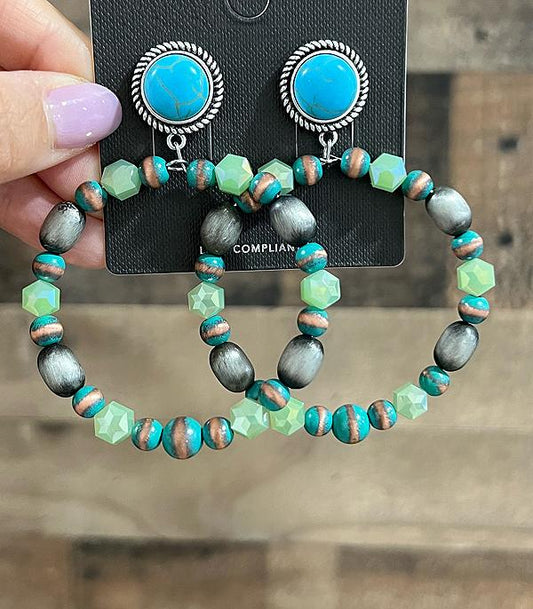 TURQUOISE AND NAVAJO PEARL EARRINGS