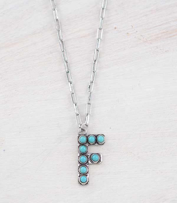 SMALL TURQUOISE INITIAL NECKLACE