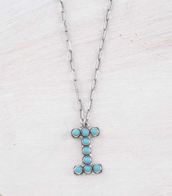 SMALL TURQUOISE INITIAL NECKLACE