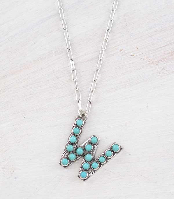 SMALL TURQUOISE INITIAL NECKLACE