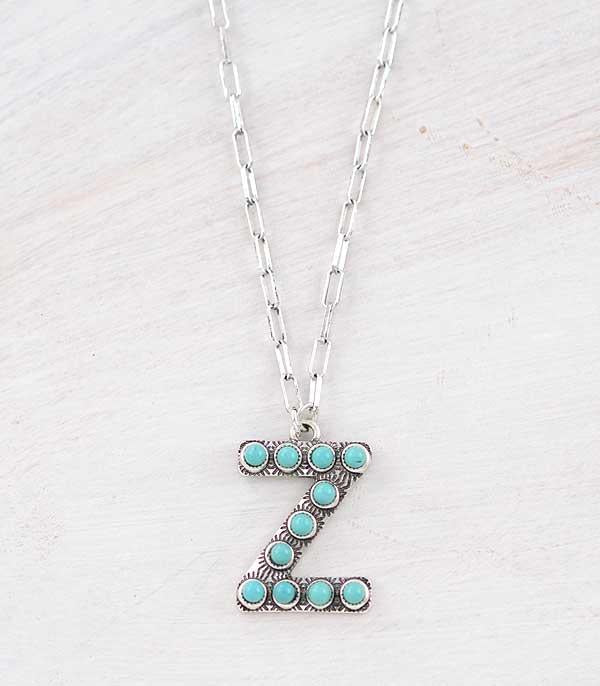 SMALL TURQUOISE INITIAL NECKLACE