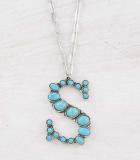 LARGE TURQUOISE INITIAL NECKLACE