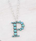 LARGE TURQUOISE INITIAL NECKLACE