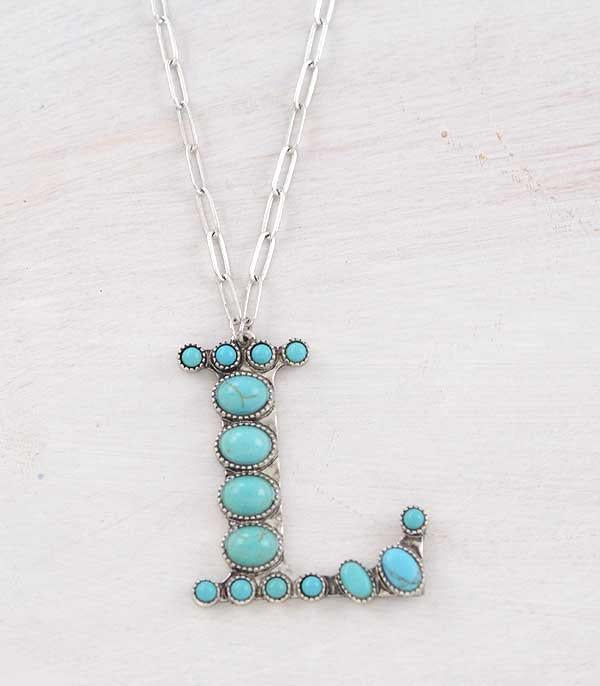 SMALL TURQUOISE INITIAL NECKLACE