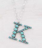 LARGE TURQUOISE INITIAL NECKLACE