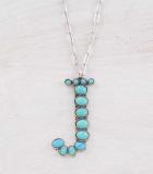 LARGE TURQUOISE INITIAL NECKLACE