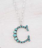 LARGE TURQUOISE INITIAL NECKLACE