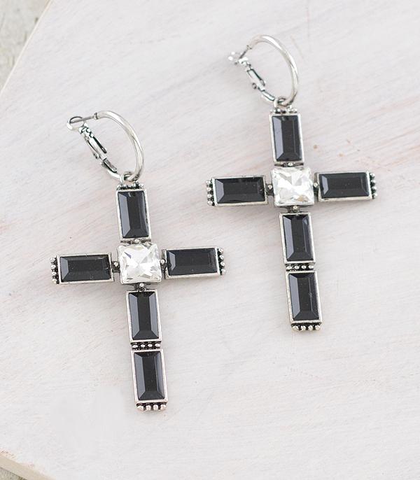 BLACK CROSS EARRINGS