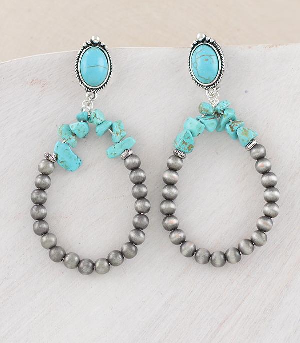 NAVAJO PEARL AND TURQUOISE TEARDROP EARRINGS