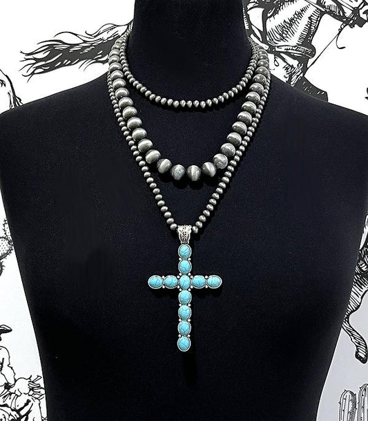 NAVAJO PEARL AND TURQUOISE NECKLACE