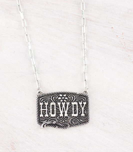 HOWDY BAR NECKLACE WITH TOOLING