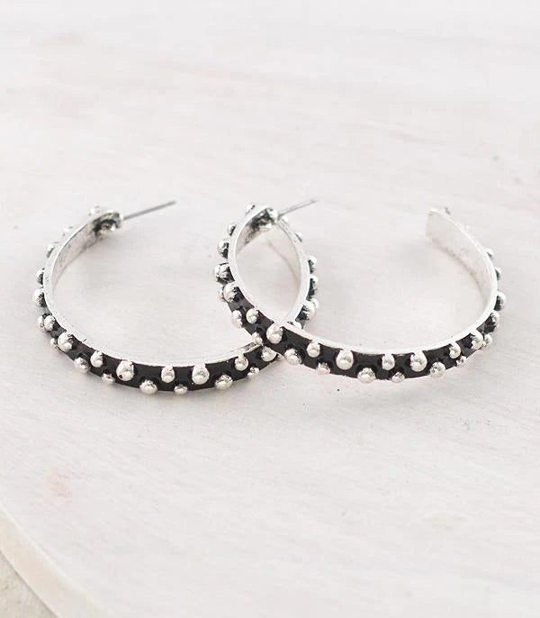 STUDDED HOOP EARRINGS