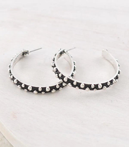 STUDDED HOOP EARRINGS