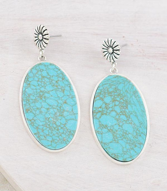 CONCHO POST OVAL EARRINGS