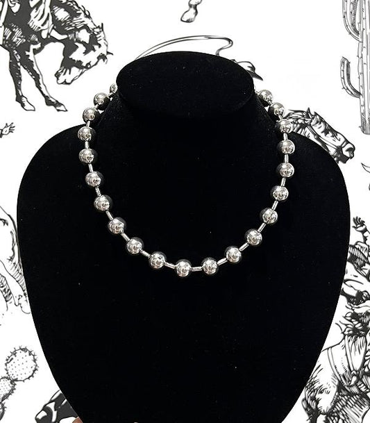 SILVER BALL BEAD NECKLACE
