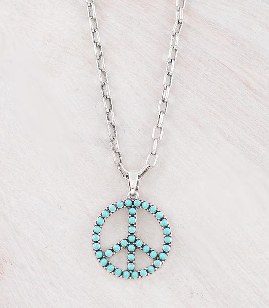 TURQUOISE PEACE SIGN NECKLACE