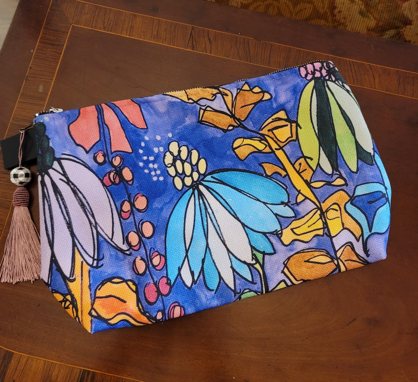 BETSY CHRISTOFFERSON LARGE CANVAS MAKEUP BAG