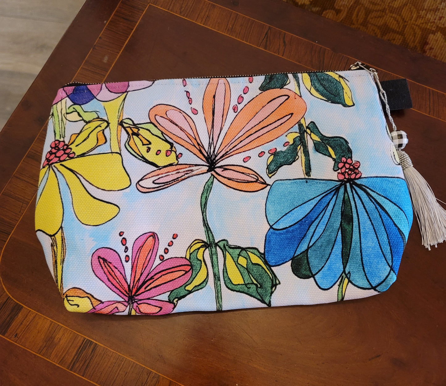 BETSY CHRISTOFFERSON LARGE CANVAS MAKEUP BAG