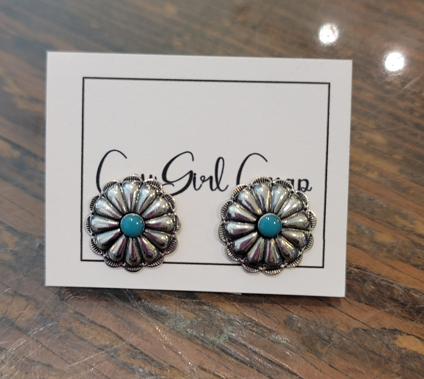 CONCHO STERLING AND TURQUOISE EARRINGS