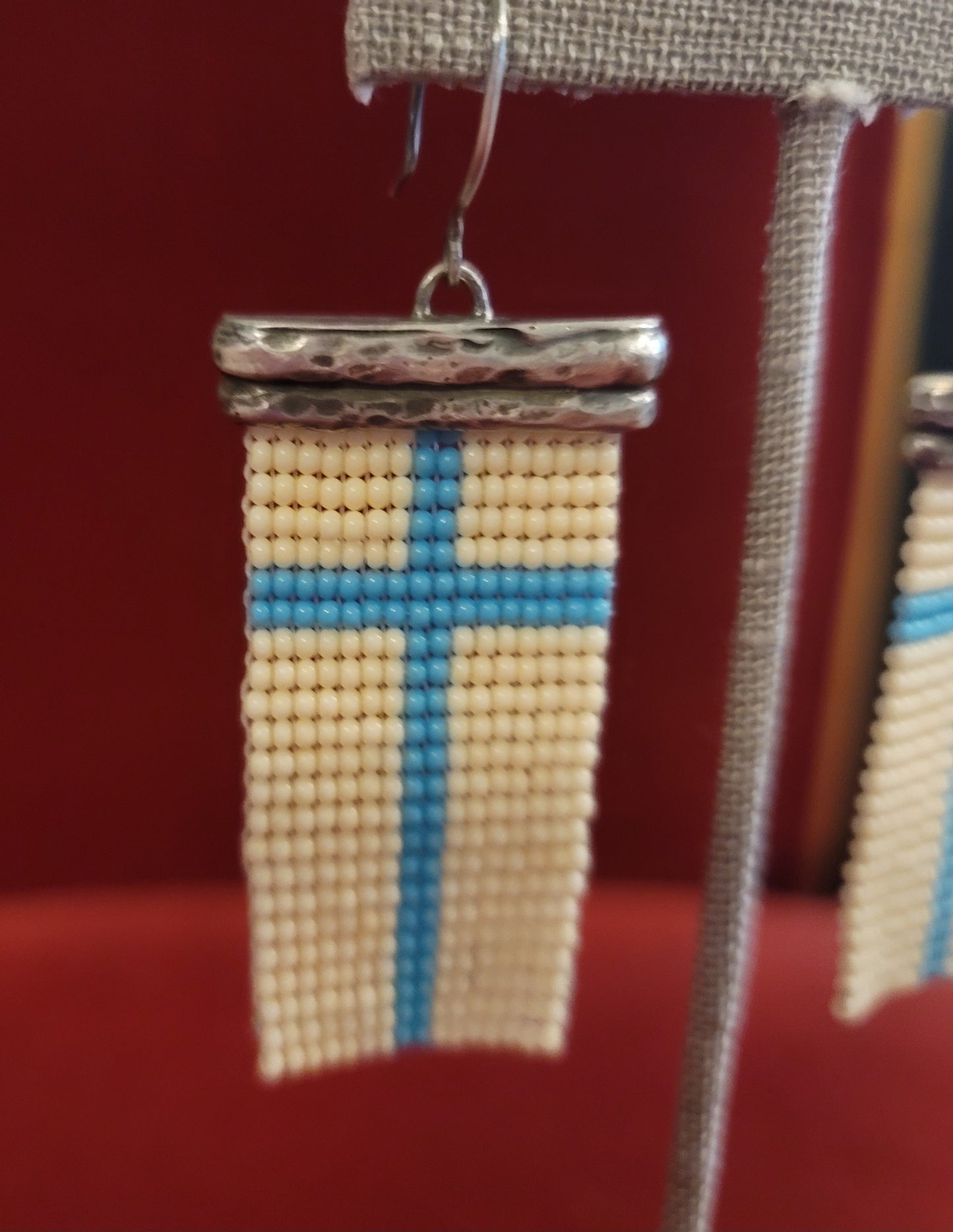 LOOMED BLUE CROSS EARRINGS BY LOVE TOKENS JEWELRY