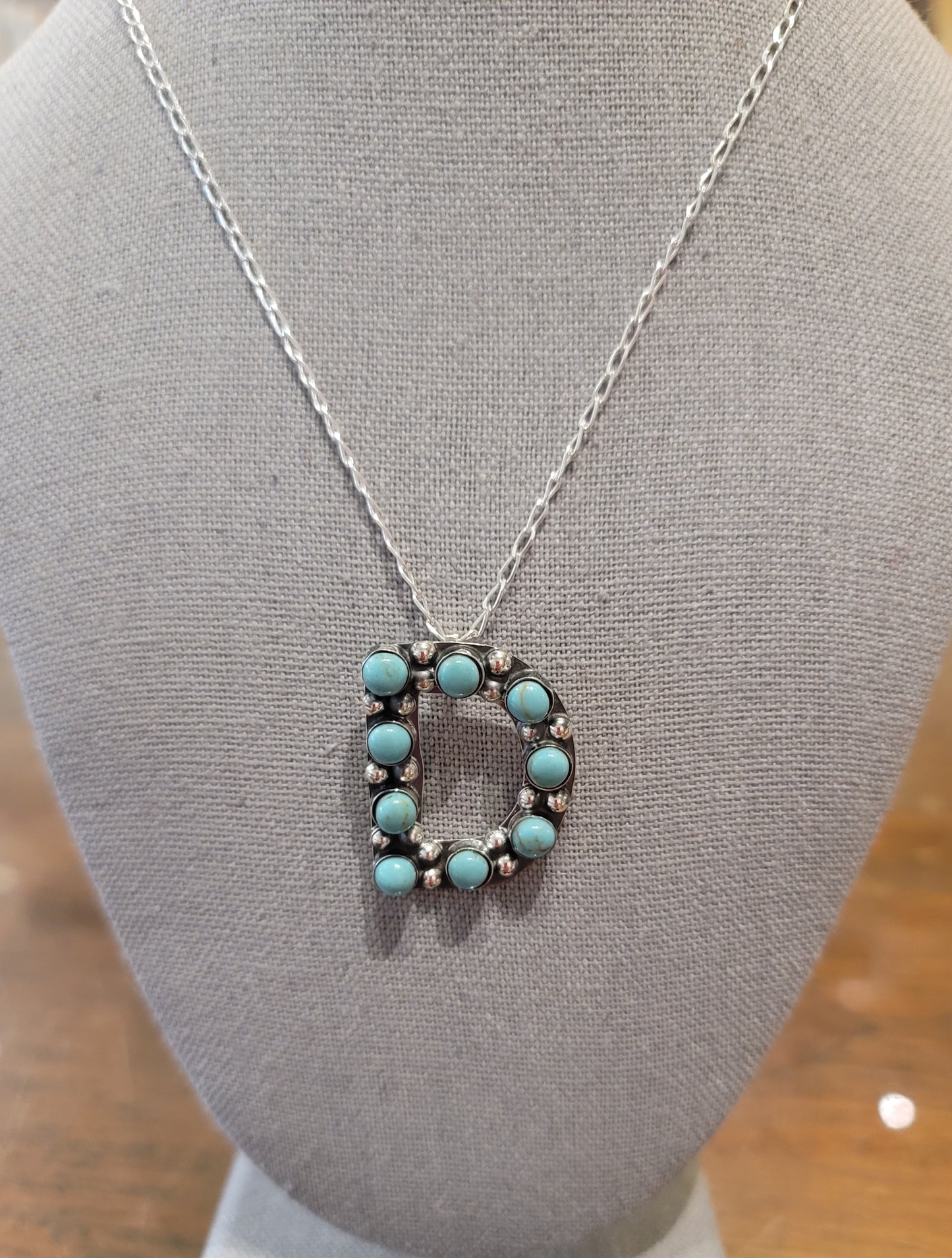 STERLING SILVER AND TURQUOISE INITIAL