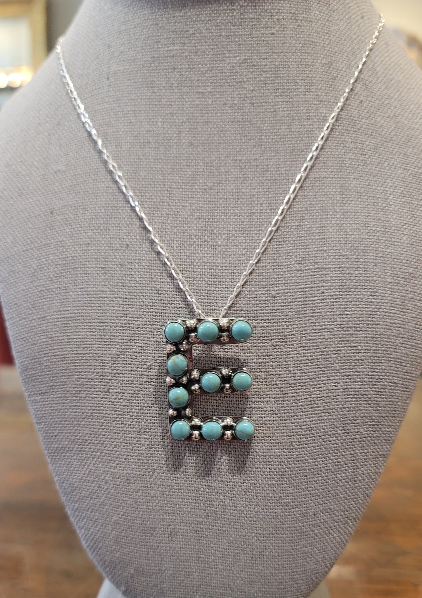 STERLING SILVER AND TURQUOISE INITIAL