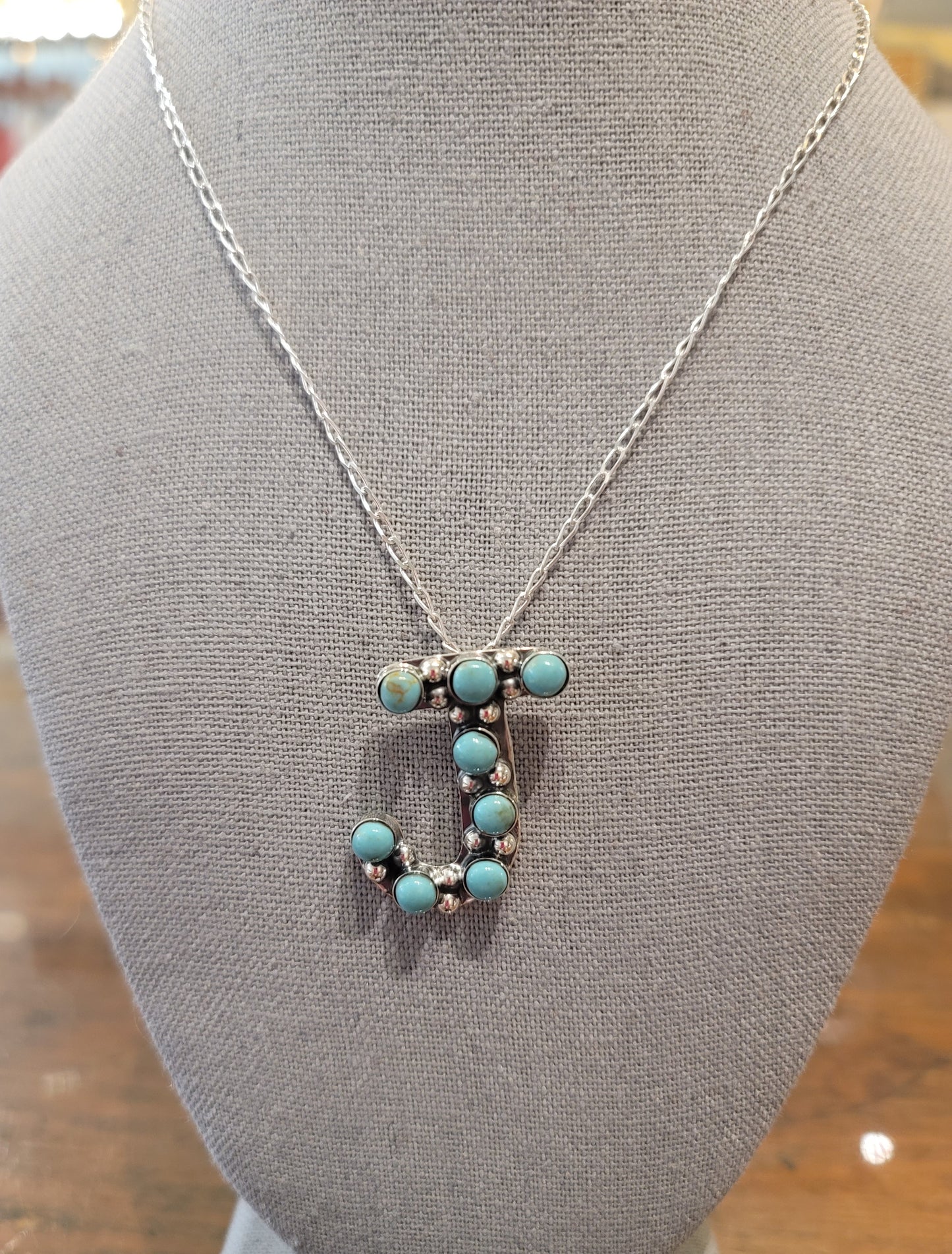 STERLING SILVER AND TURQUOISE INITIAL