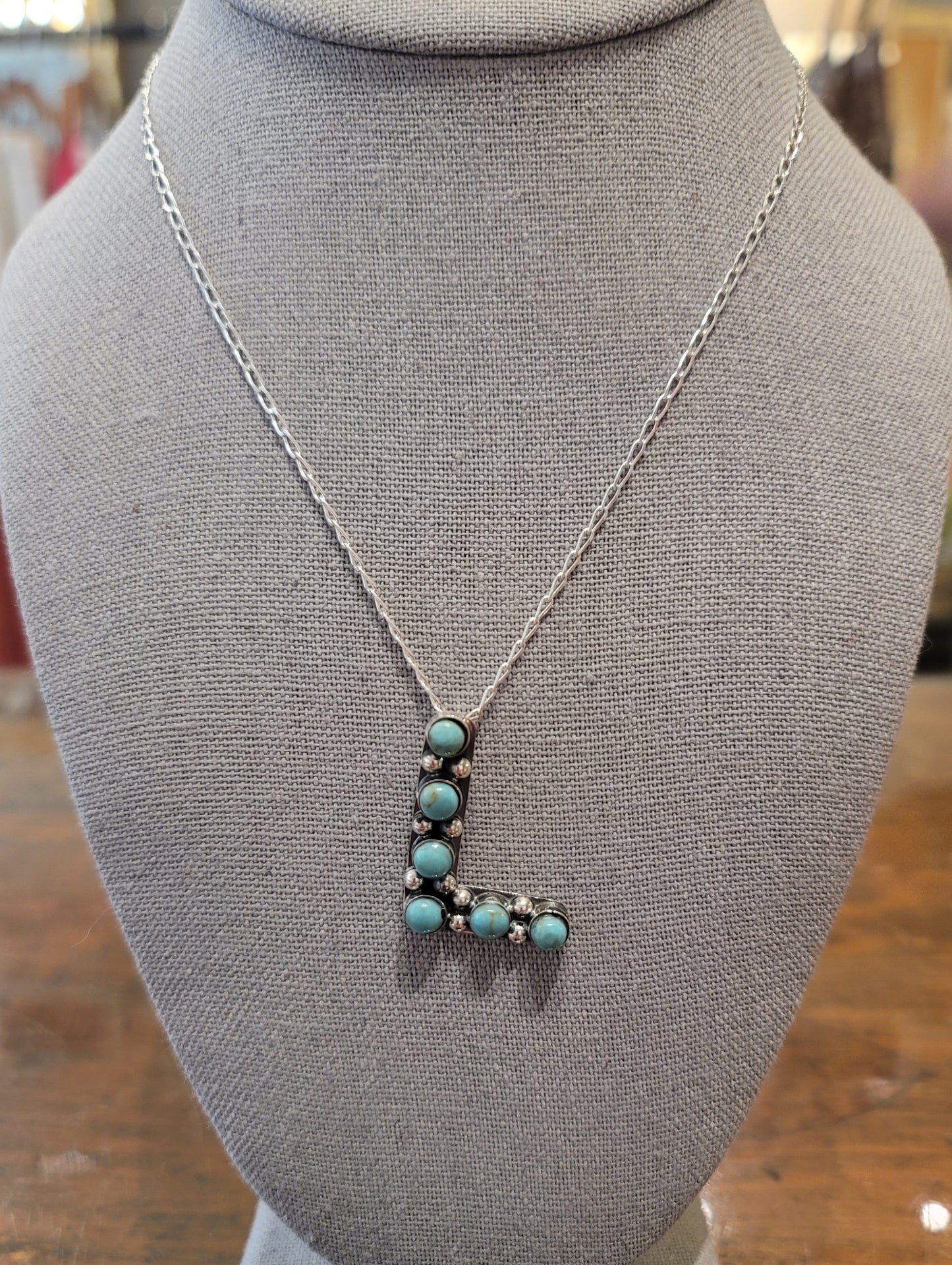 STERLING SILVER AND TURQUOISE INITIAL