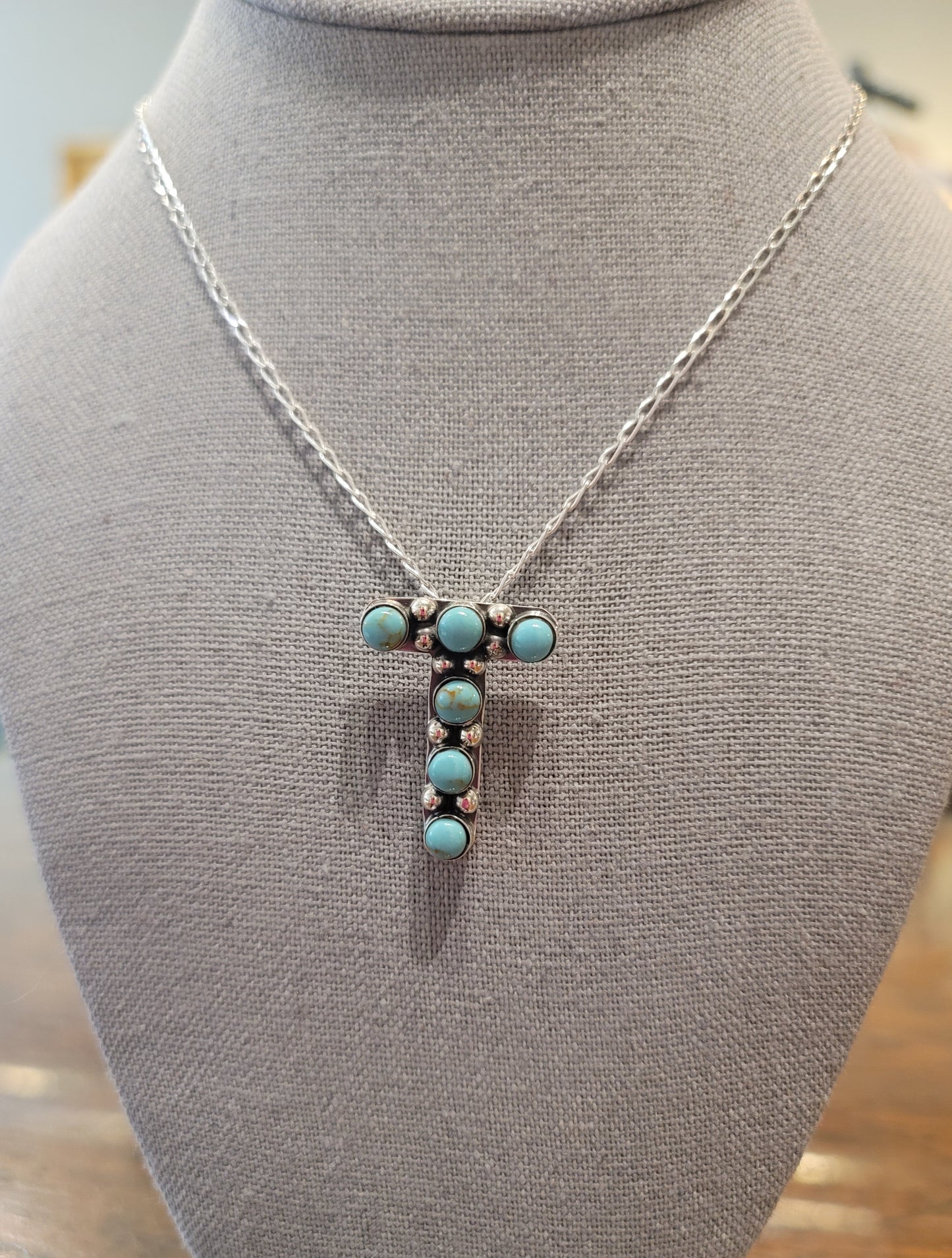 STERLING SILVER AND TURQUOISE INITIAL