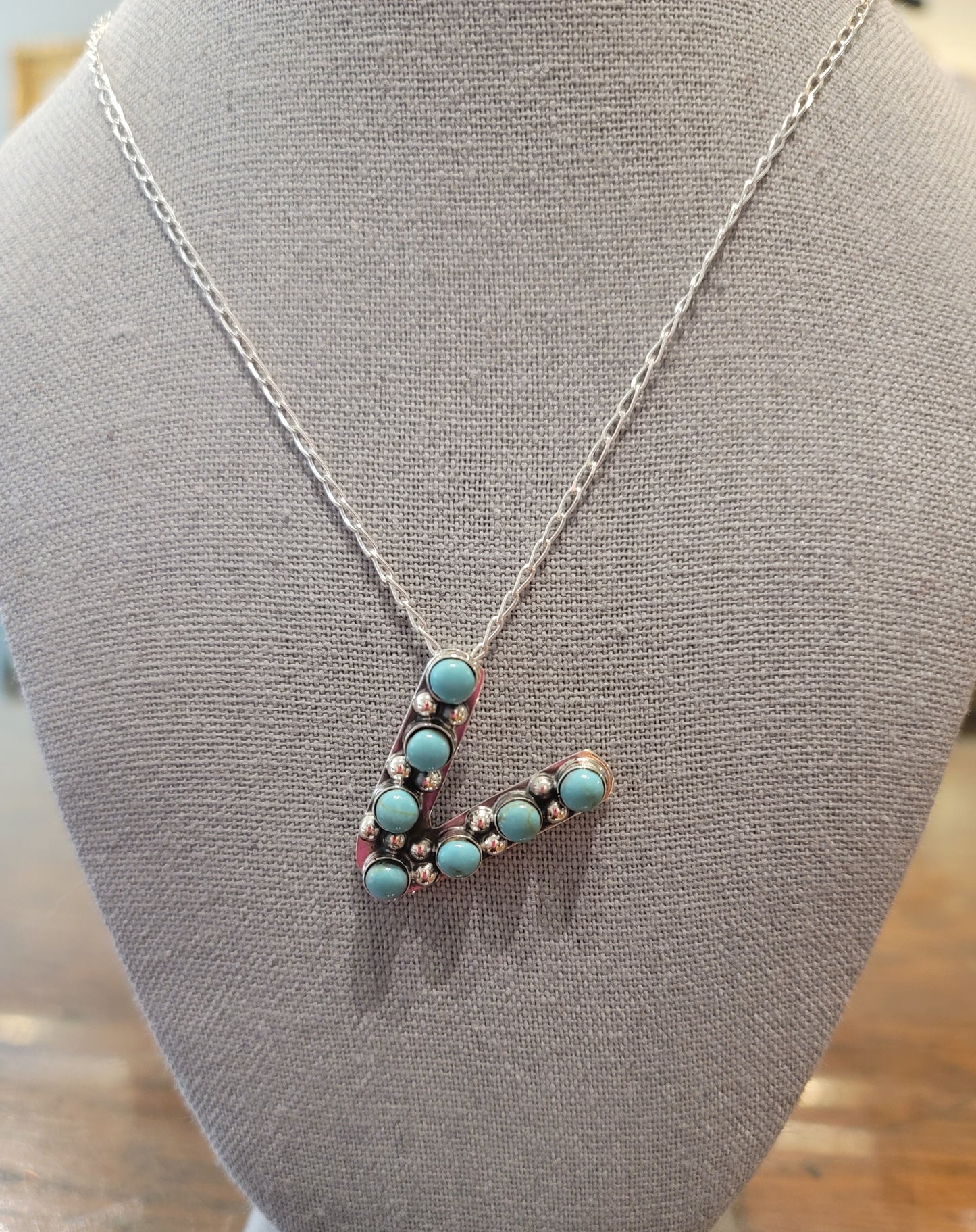 STERLING SILVER AND TURQUOISE INITIAL