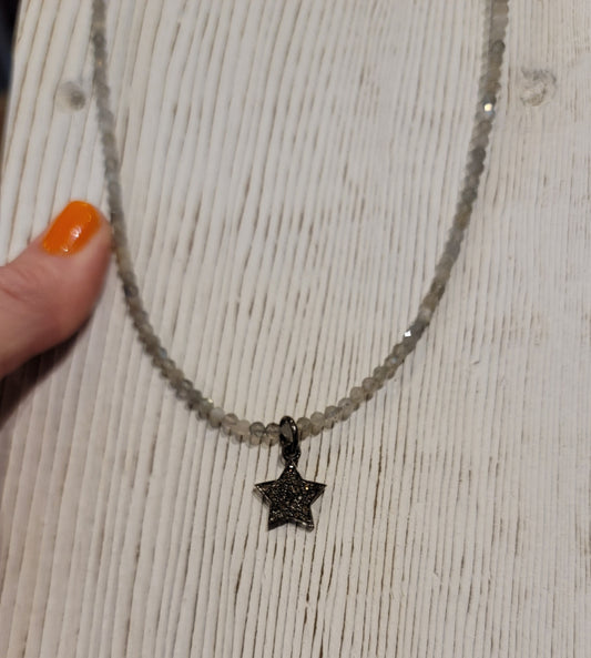 STAR DIAMOND NECKLACE WITH STONE CHOKER