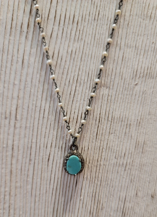 DIAMOND AND TURQUOISE NECKLACE