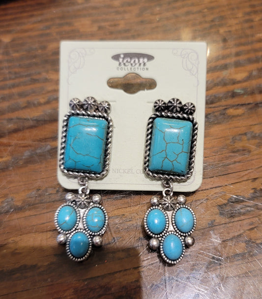 SILVER WESTERN EARRINGS