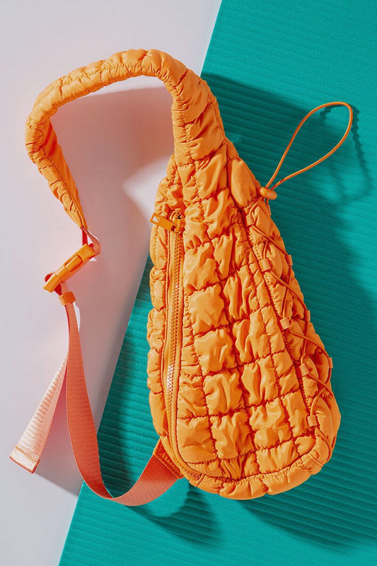 CUTE ORANGE QUILTED SLING BAG