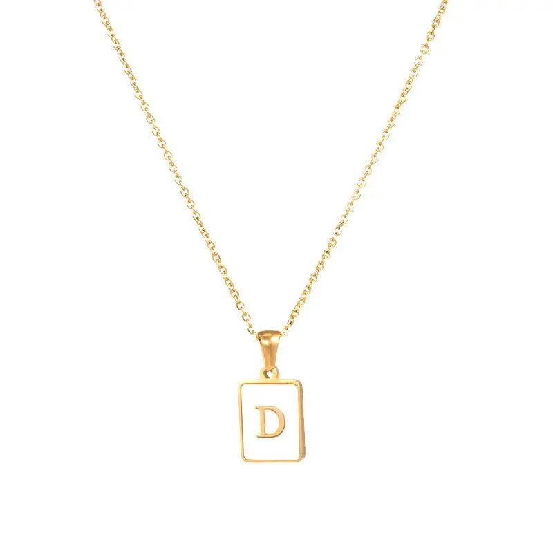 SQUARE INITIAL GOLD NECKLACES