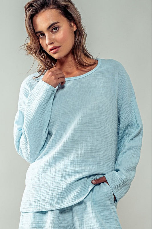 BREATHLESS GAUZE LONG SLEEVE TOP