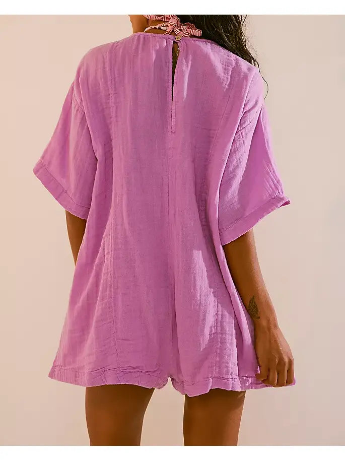 VIOLET FLOUNCY GAUZ ROMPER