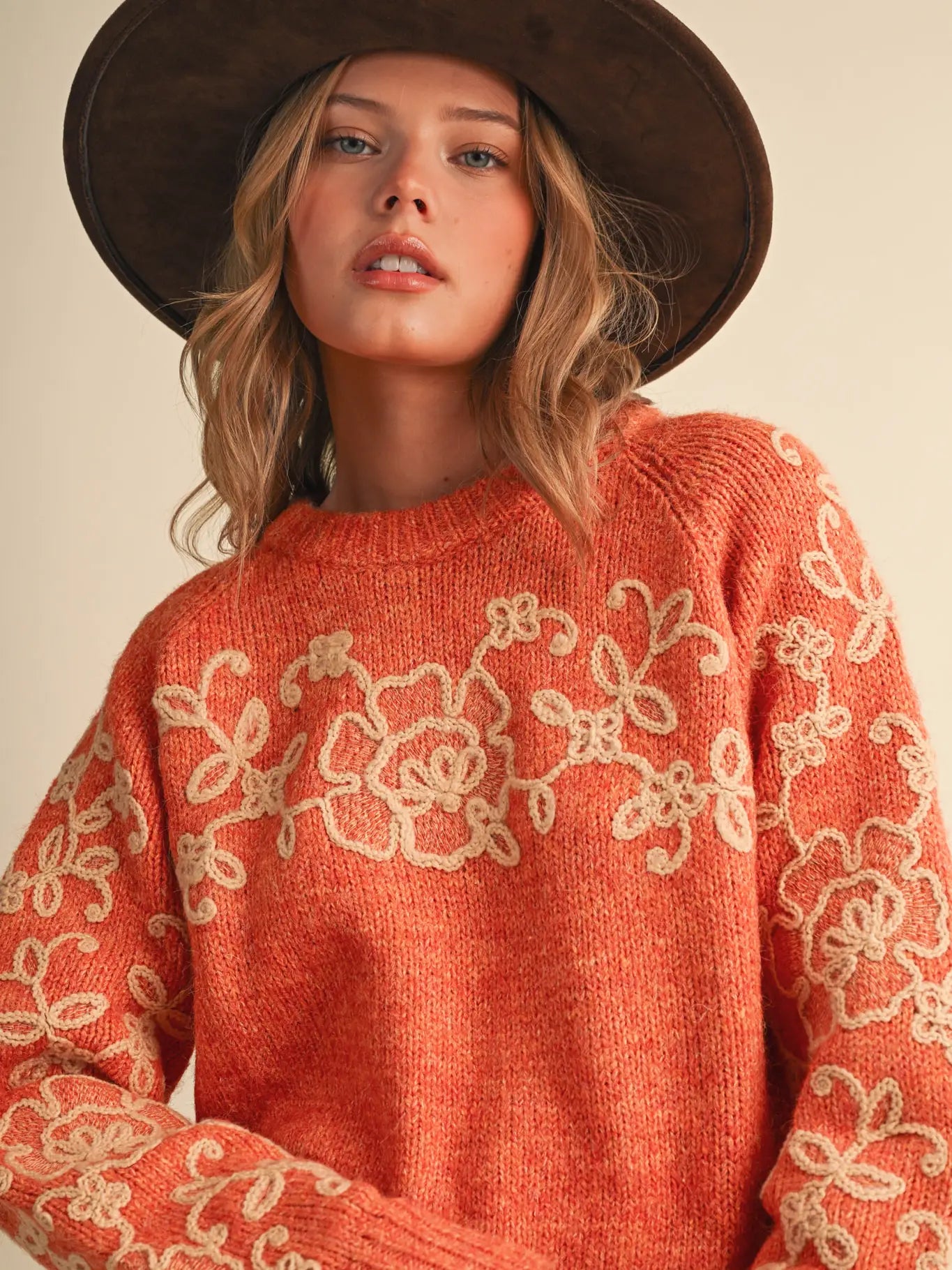 FLORAL EMBROIDERED SWEATER